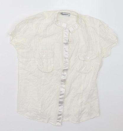 Womens UK Size M Terranova Ivory Basic Button-Up