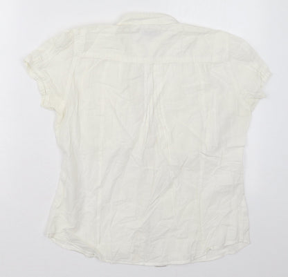 Womens UK Size M Terranova Ivory Basic Button-Up
