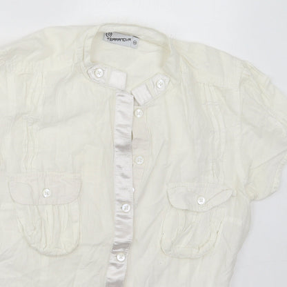 Womens UK Size M Terranova Ivory Basic Button-Up