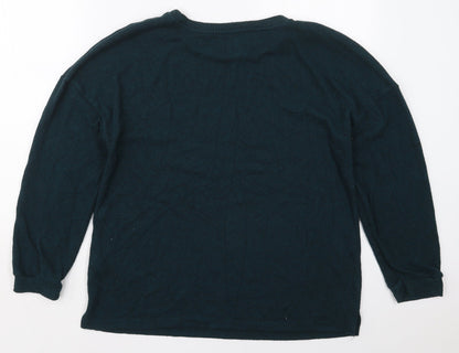 Primark Womens Green Crew Neck  Polyester Pullover Jumper Size 12
