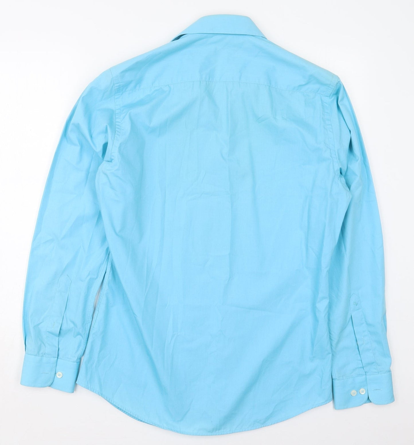 Remus Uomo Mens Blue  Polyester  Button-Up Size 15 Collared Button