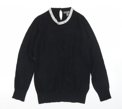 Primark Womens Black Round Neck  Viscose Pullover Jumper Size 6