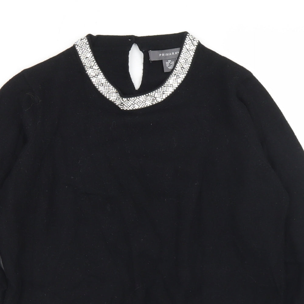 Primark Womens Black Round Neck  Viscose Pullover Jumper Size 6