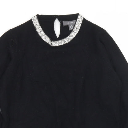 Primark Womens Black Round Neck  Viscose Pullover Jumper Size 6
