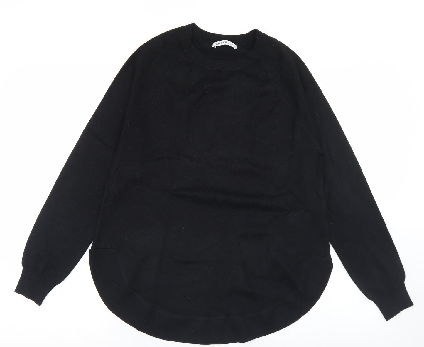 Gallery Womens Black Crew Neck  Viscose Pullover Jumper Size S