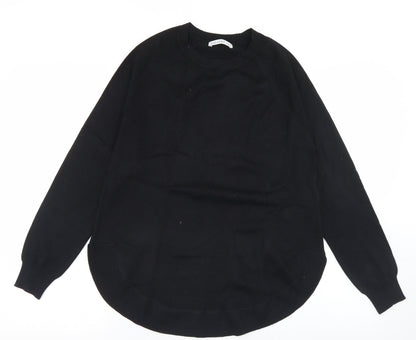 Gallery Womens Black Crew Neck  Viscose Pullover Jumper Size S