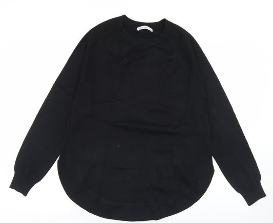 Gallery Womens Black Crew Neck  Viscose Pullover Jumper Size S