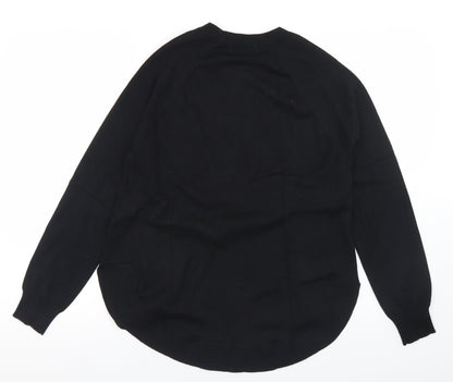 Gallery Womens Black Crew Neck  Viscose Pullover Jumper Size S