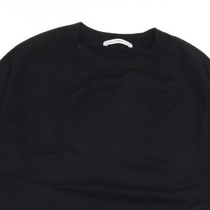 Gallery Womens Black Crew Neck  Viscose Pullover Jumper Size S