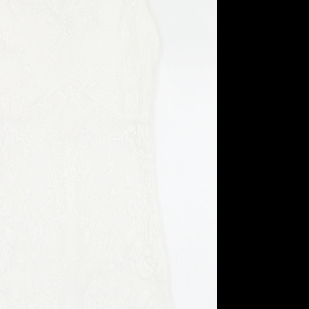 Jane Norman Womens White  Polyester Pencil Dress  Size 10  Round Neck Zip