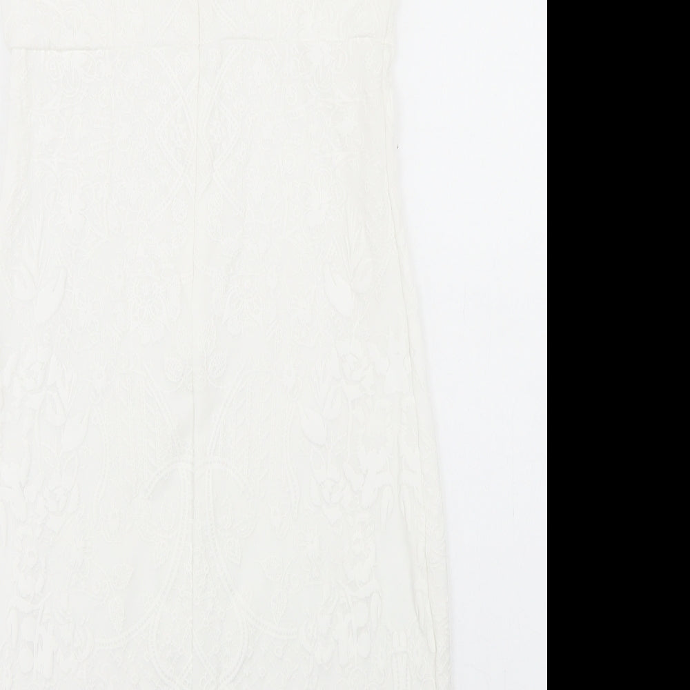 Jane Norman Womens White  Polyester Pencil Dress  Size 10  Round Neck Zip