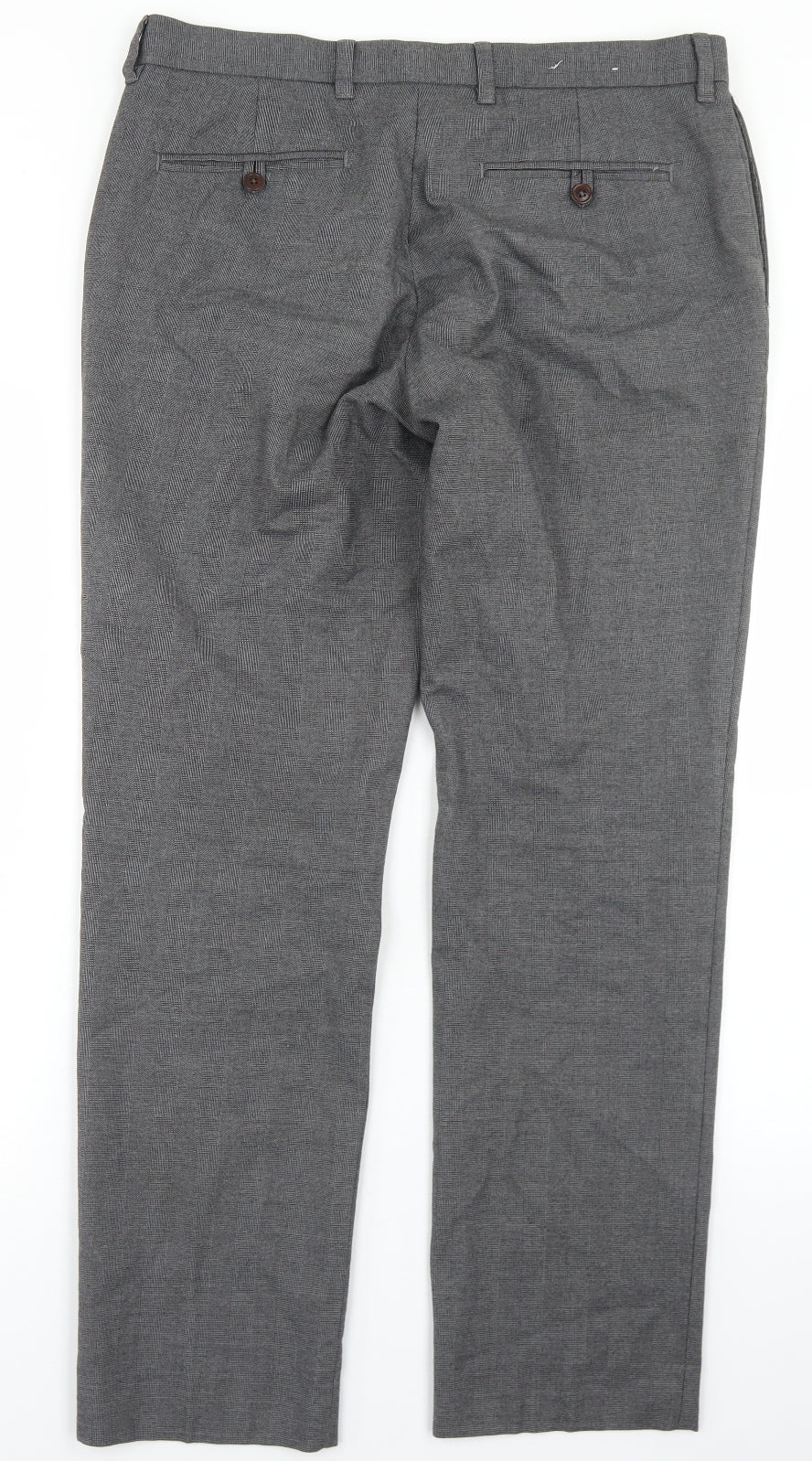 NEXT Mens Grey  Cotton Dress Pants Trousers Size 34 in L28 in Regular Hook & Eye