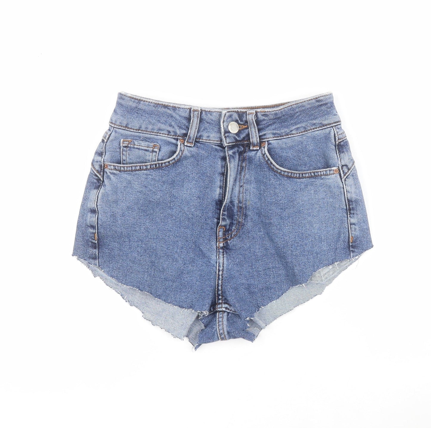 Primark Womens Green  Cotton Cut-Off Shorts Size 6 L5 in Regular Zip