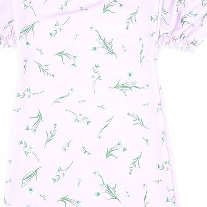 Boohoo Womens Purple Floral Polyester Bodycon  Size 6  Sweetheart Pullover