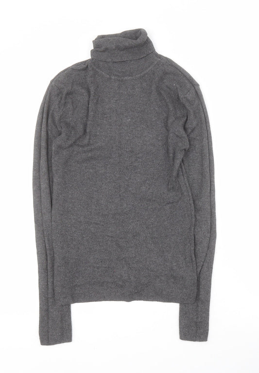 Primark Womens Grey Roll Neck  Viscose Pullover Jumper Size S