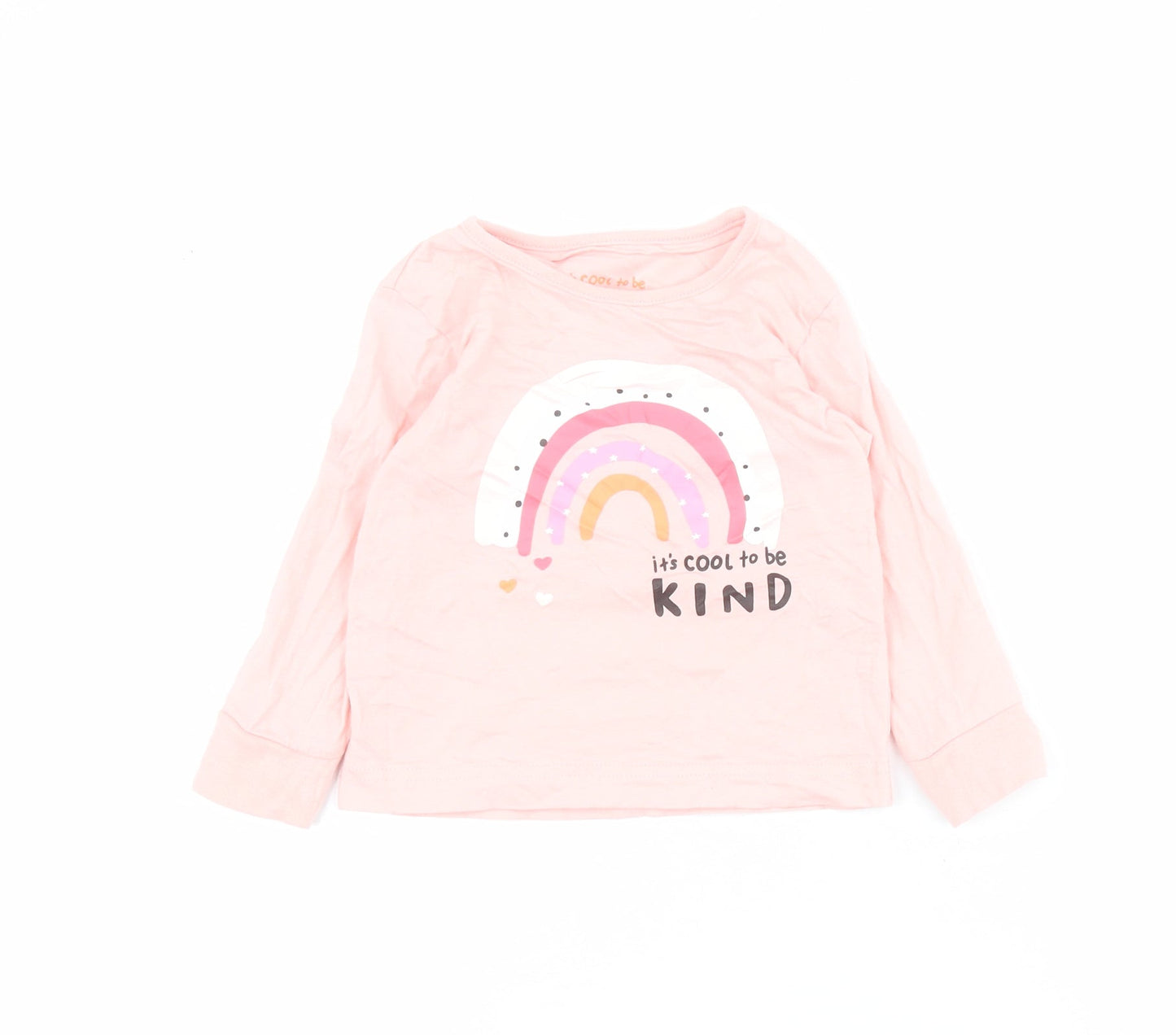 Matalan Baby Pink Houndstooth 100% Cotton Basic T-Shirt Size 12-18 Months Round Neck Pullover - Rainbow