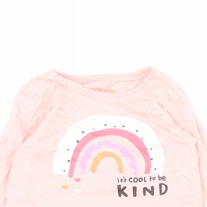 Matalan Baby Pink Houndstooth 100% Cotton Basic T-Shirt Size 12-18 Months Round Neck Pullover - Rainbow