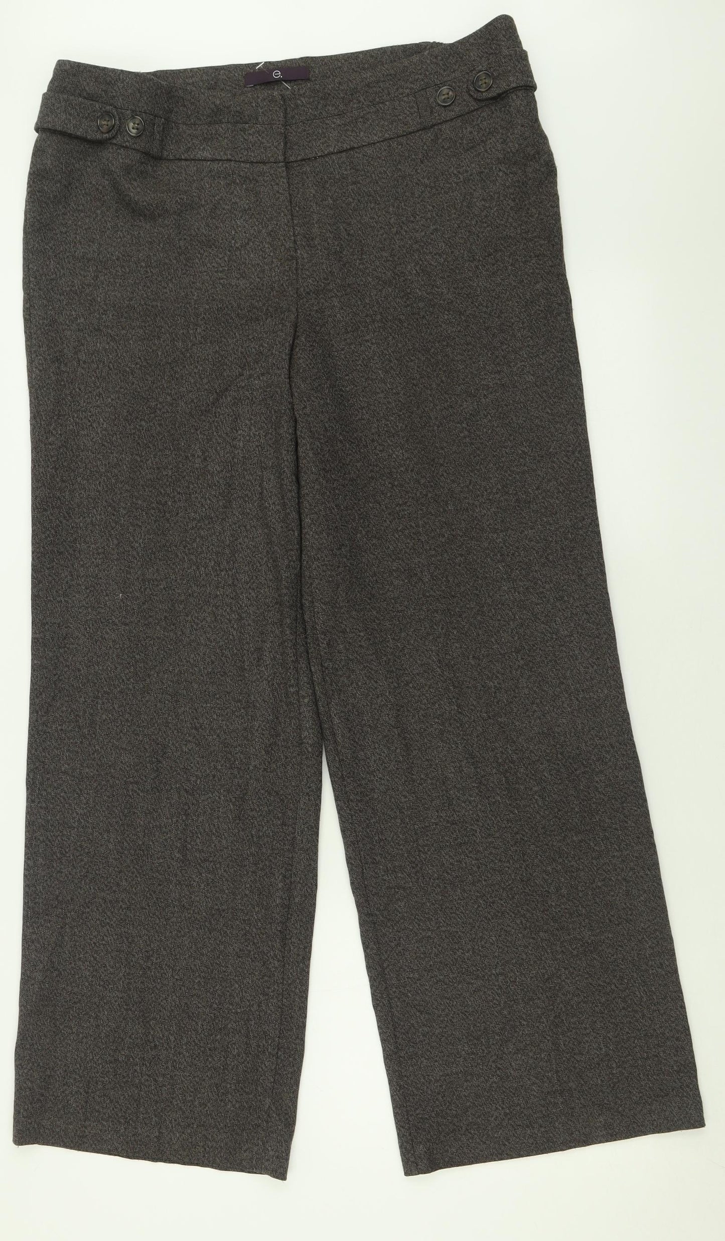 Evans Womens Brown  Polyester Trousers  Size 14 L30 in Regular Hook & Eye