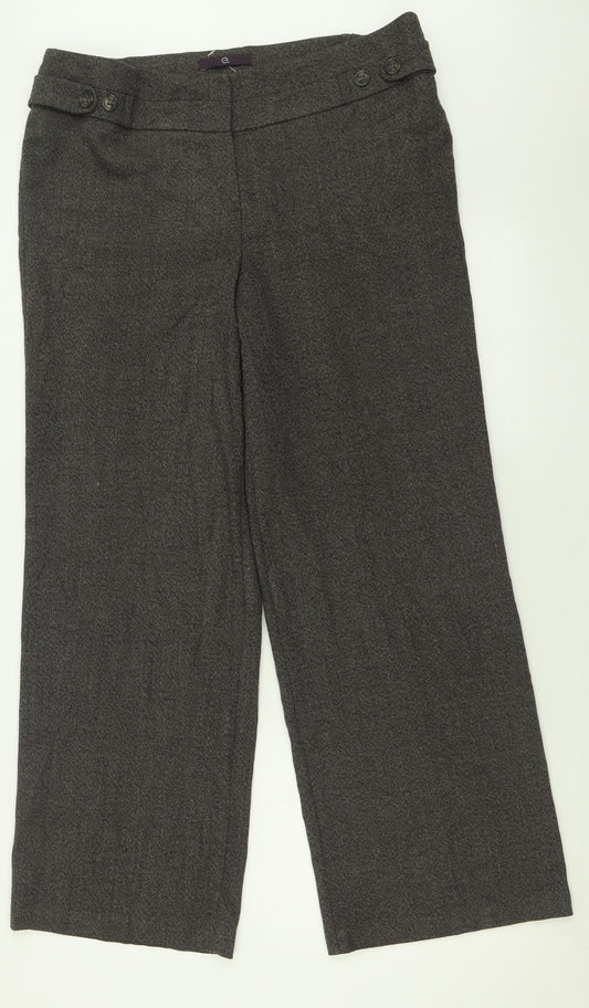 Evans Womens Brown  Polyester Trousers  Size 14 L30 in Regular Hook & Eye