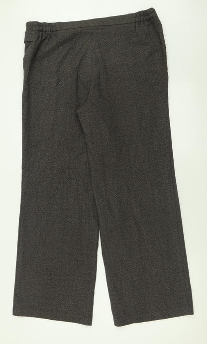 Evans Womens Brown  Polyester Trousers  Size 14 L30 in Regular Hook & Eye