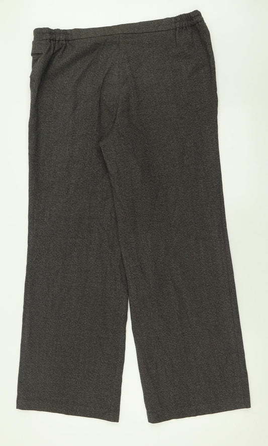 Evans Womens Brown  Polyester Trousers  Size 14 L30 in Regular Hook & Eye