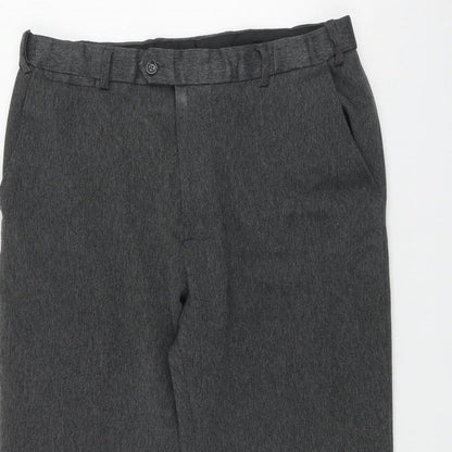 F&F Mens Grey Herringbone Polyester Trousers  Size 36 in L29 in Regular Zip