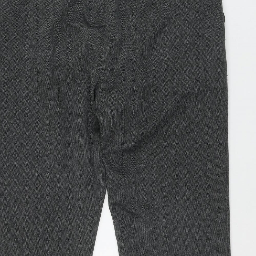 F&F Mens Grey Herringbone Polyester Trousers  Size 36 in L29 in Regular Zip