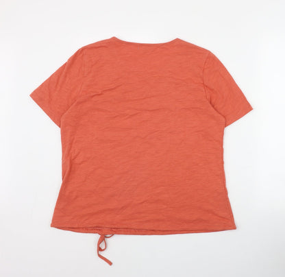 First Avenue Womens Orange  Cotton Basic T-Shirt Size L Round Neck