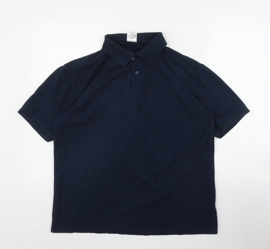 Stars & Stripes Mens Blue  Cotton  Polo Size XL Collared Button