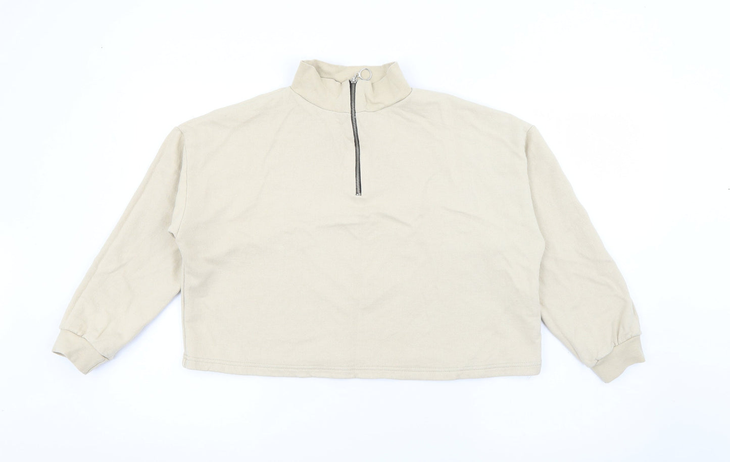 Boohoo Womens Beige High Neck  Cotton Pullover Jumper Size 14