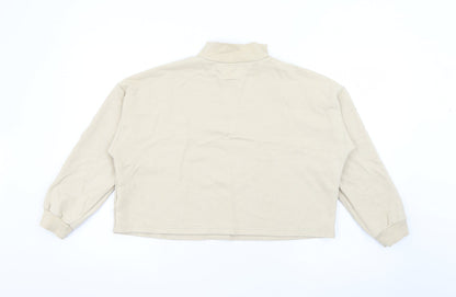 Boohoo Womens Beige High Neck  Cotton Pullover Jumper Size 14