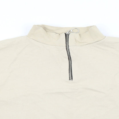 Boohoo Womens Beige High Neck  Cotton Pullover Jumper Size 14