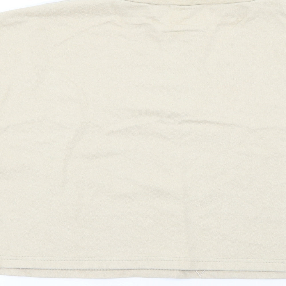 Boohoo Womens Beige High Neck  Cotton Pullover Jumper Size 14