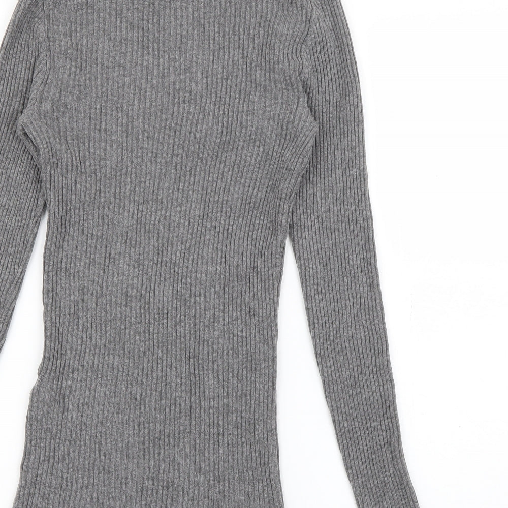 Primark Womens Grey High Neck  Viscose Pullover Jumper Size 10