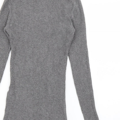 Primark Womens Grey High Neck  Viscose Pullover Jumper Size 10