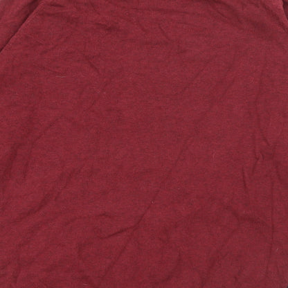 Easy Mens Red Crew Neck Geometric Cotton Pullover Jumper Size S