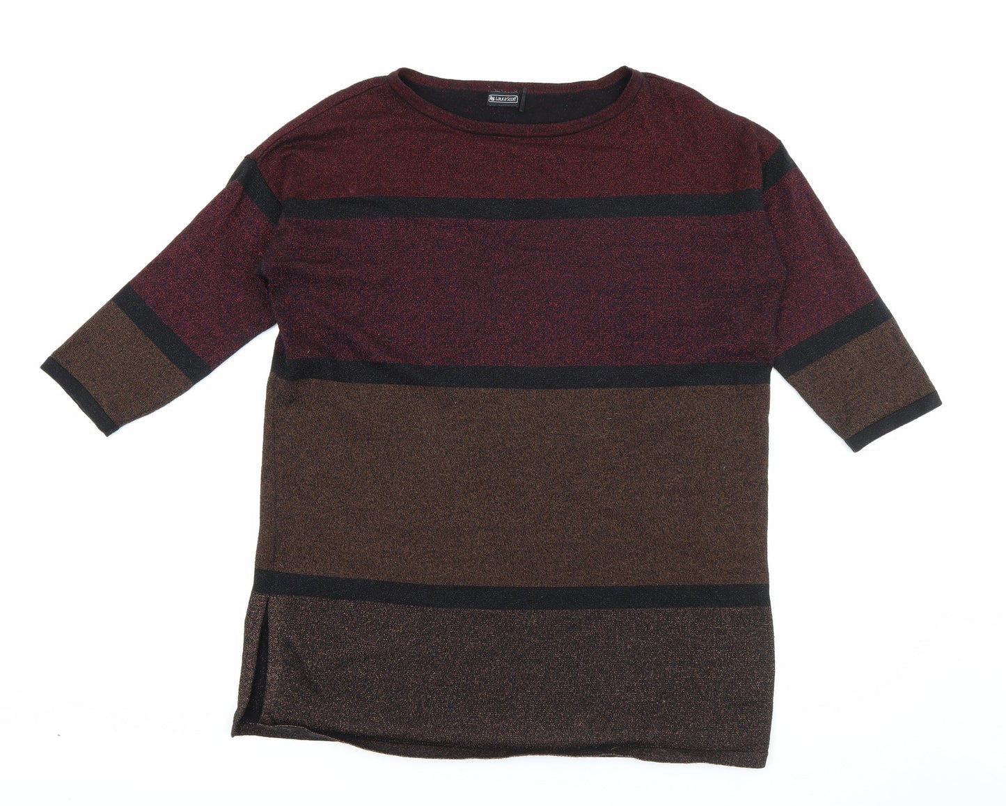 Laura Scott Womens Black Crew Neck  Viscose Pullover Jumper Size 14