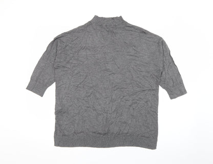 F&F Womens Grey High Neck  Viscose Pullover Jumper Size 14