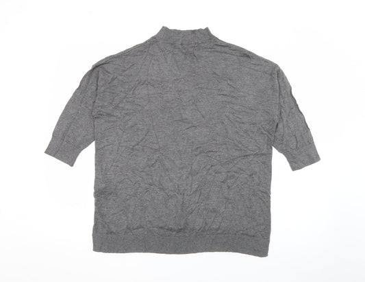 F&F Womens Grey High Neck  Viscose Pullover Jumper Size 14