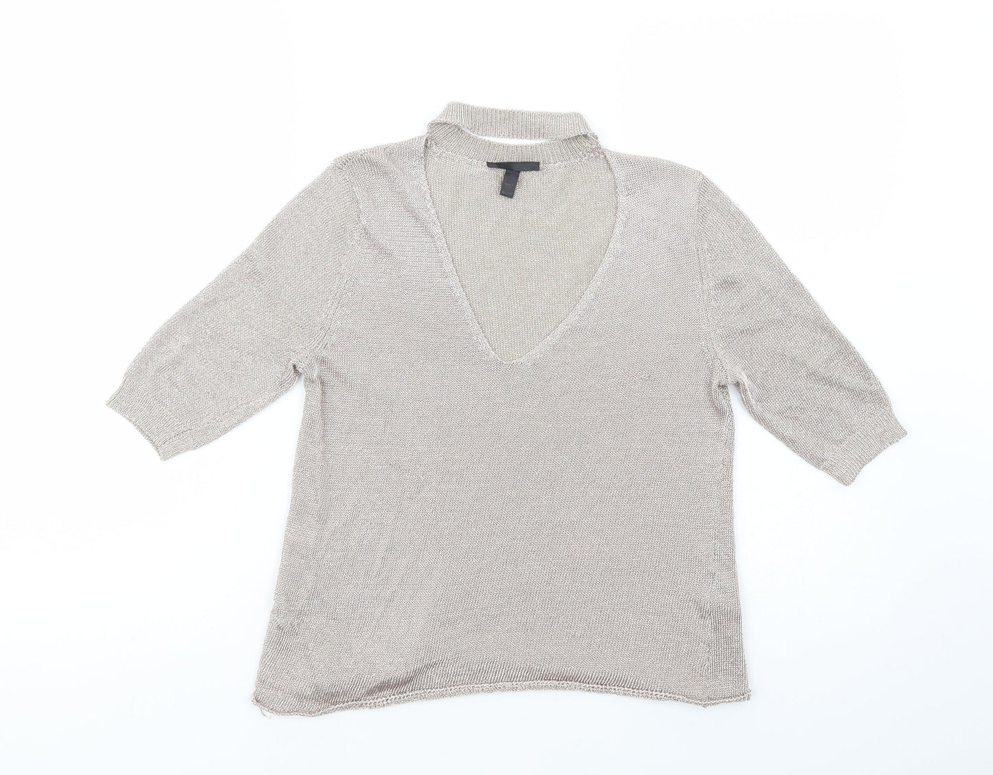 Womens UK Size 12 Topshop Gold Basic Blouse