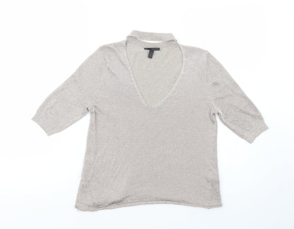Womens UK Size 12 Topshop Gold Basic Blouse