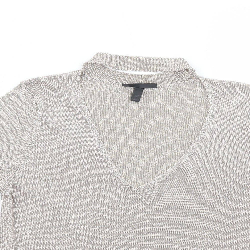 Womens UK Size 12 Topshop Gold Basic Blouse
