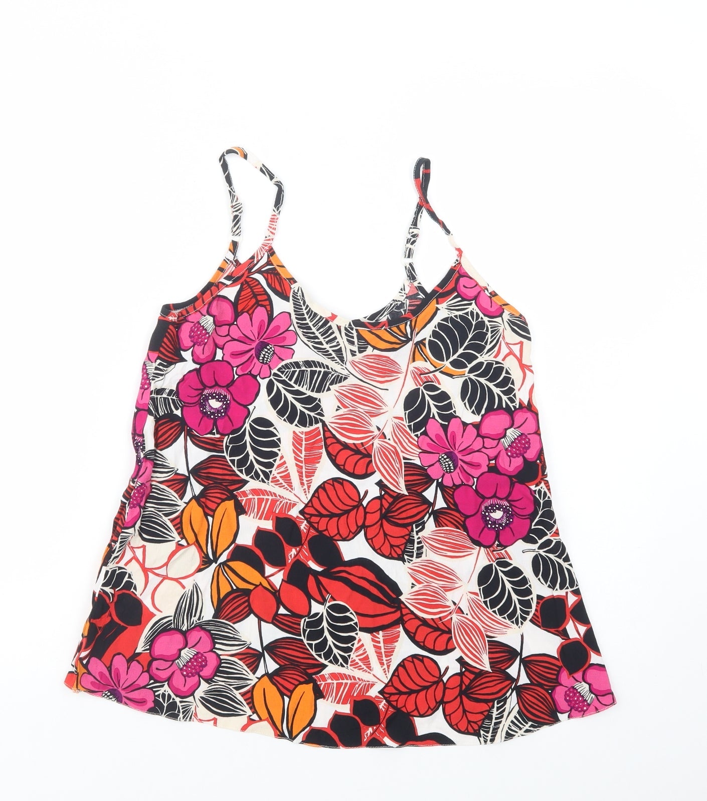 F&F Womens Multicoloured Floral Viscose Camisole Blouse Size 8 Scoop Neck