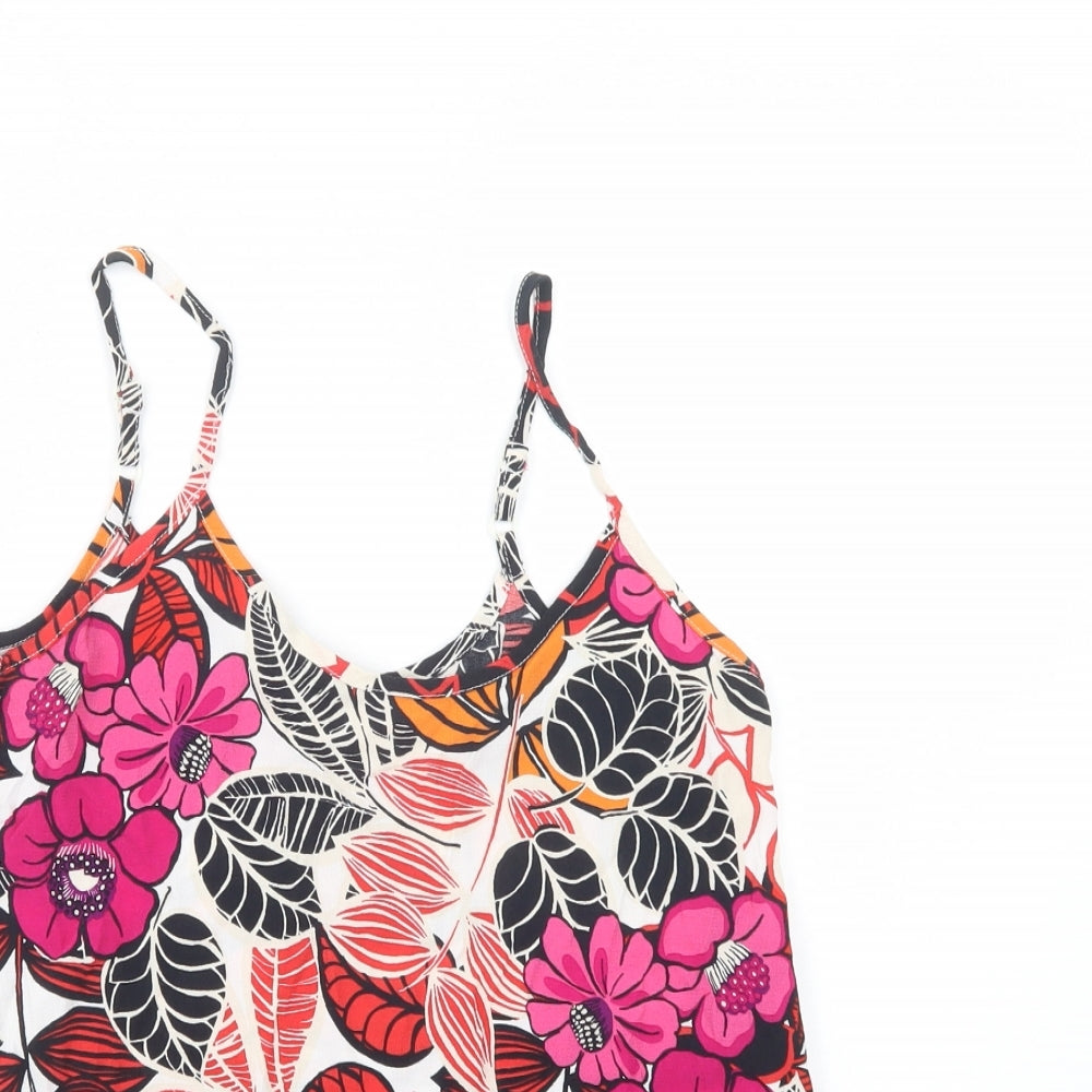 F&F Womens Multicoloured Floral Viscose Camisole Blouse Size 8 Scoop Neck