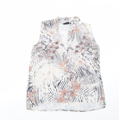 NEXT Womens Ivory Floral Polyester Basic Blouse Size 6 V-Neck
