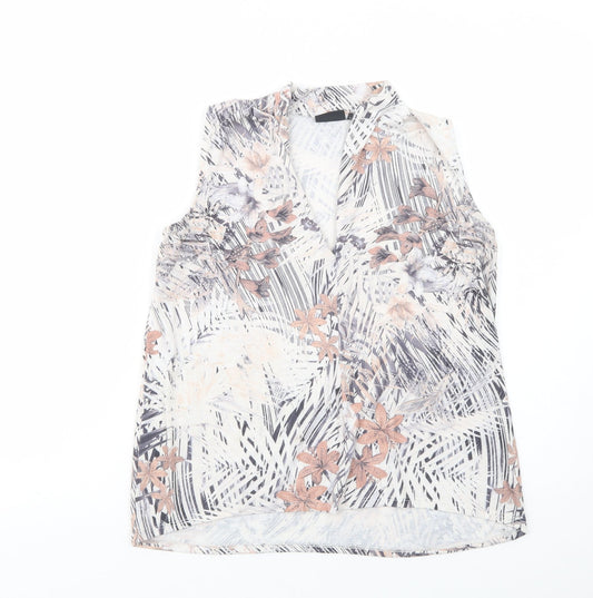 NEXT Womens Ivory Floral Polyester Basic Blouse Size 6 V-Neck