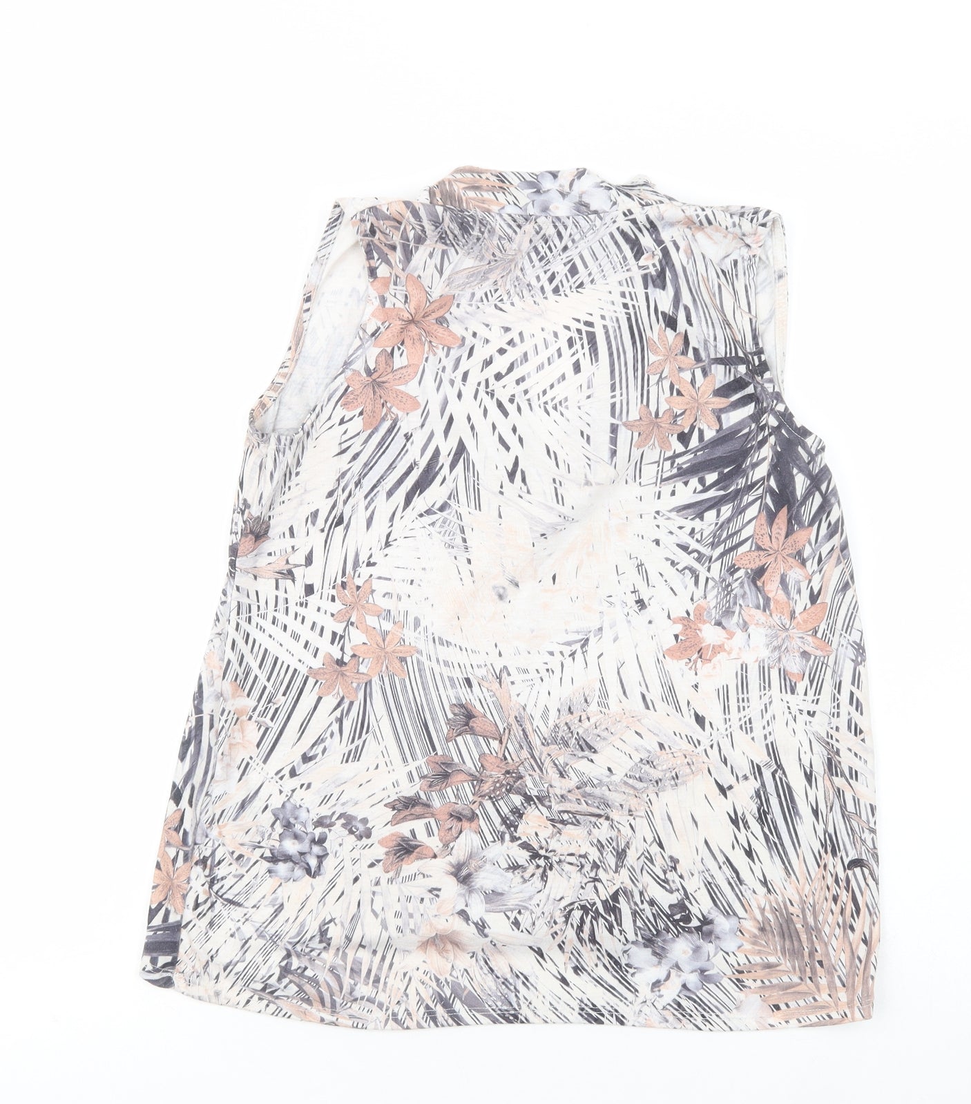 NEXT Womens Ivory Floral Polyester Basic Blouse Size 6 V-Neck