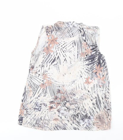 NEXT Womens Ivory Floral Polyester Basic Blouse Size 6 V-Neck