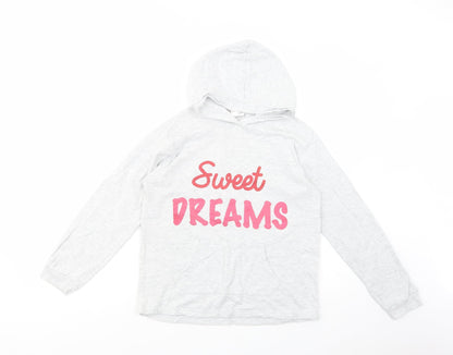 Peacocks Girls Grey  Cotton Pullover Hoodie Size 12-13 Years  Pullover - Sweet Dreams