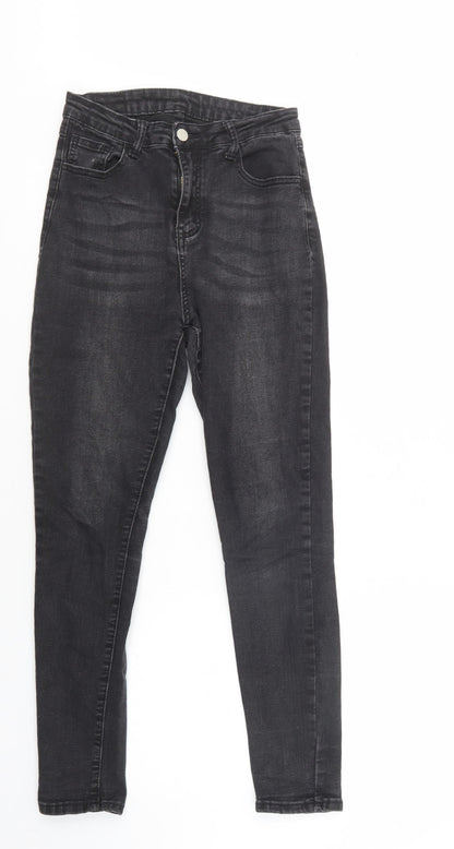 SheIn Womens Black  Cotton Skinny Jeans Size S L28 in Regular Button